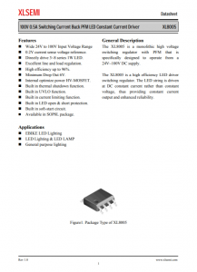 XL8005E1  100V 0.5A 開(kāi)關(guān)電流降壓 PFM LED 恒流驅(qū)動(dòng)器