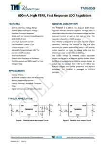 TMI6050-18  600mA、高PSRR、快速響應(yīng)LDO穩(wěn)壓器