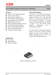 XL2011E1  5V / 2.1A 150KHz 45V降壓DC至DC轉(zhuǎn)換器，用於USB接口