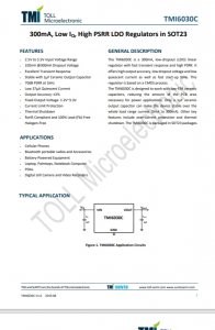 TMI6030C-12   300mA、低IQ、高PSRR LDO穩(wěn)壓器，SOT23封裝