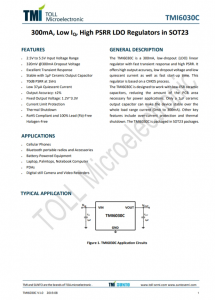 TMI6030C-18  300mA、低IQ、高PSRR LDO穩(wěn)壓器，SOT23封裝