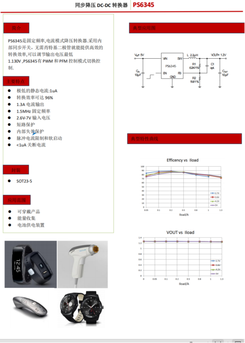 PS6345：96%高效+1.3A輸齣，雙模控製助力可穿戴與能量收集設(shè)備