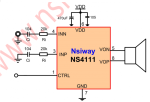NS4111 10W 單聲道 AB/D 類雙模音頻功率放大器